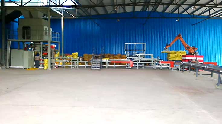 全自動(dòng)包裝機(jī)械手碼垛機(jī)生產(chǎn)線 全自動(dòng)包裝機(jī)械手碼垛機(jī)生產(chǎn)線
